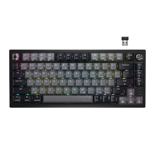Corsair K65 Plus Wireless 75% RGB Hot-Swappable Mechanical Gaming Keyboard – Pre-Lubricated MLX Red Linear Switches – Top Mounted – Dual-Layer Sound Dampening – PBT Keycaps – QWERTY NA – Black